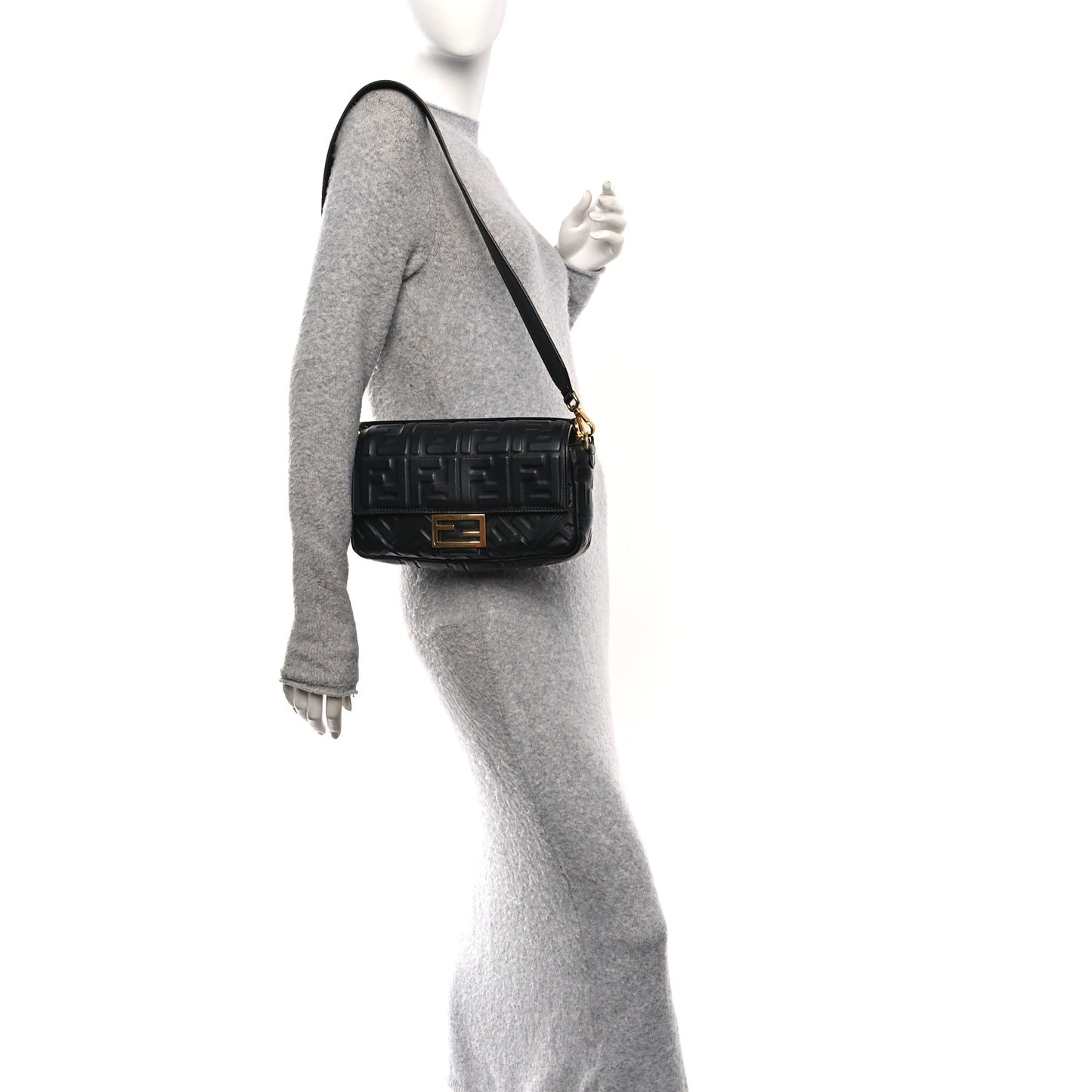 Nappa FF 1974 Embossed Baguette Black