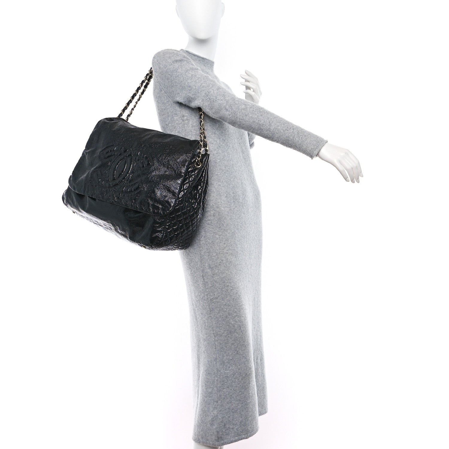 Chanel Vinyl XXL Rock and Chain Flap Black 2 of 8