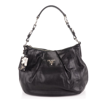 Prada Soft Calf Pleated Hobo Nero Black 1 of 8