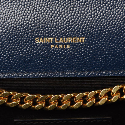 Saint Laurent Grain De Poudre Medium Classic Monogram Kate Satchel Denim Blue 7 of 9