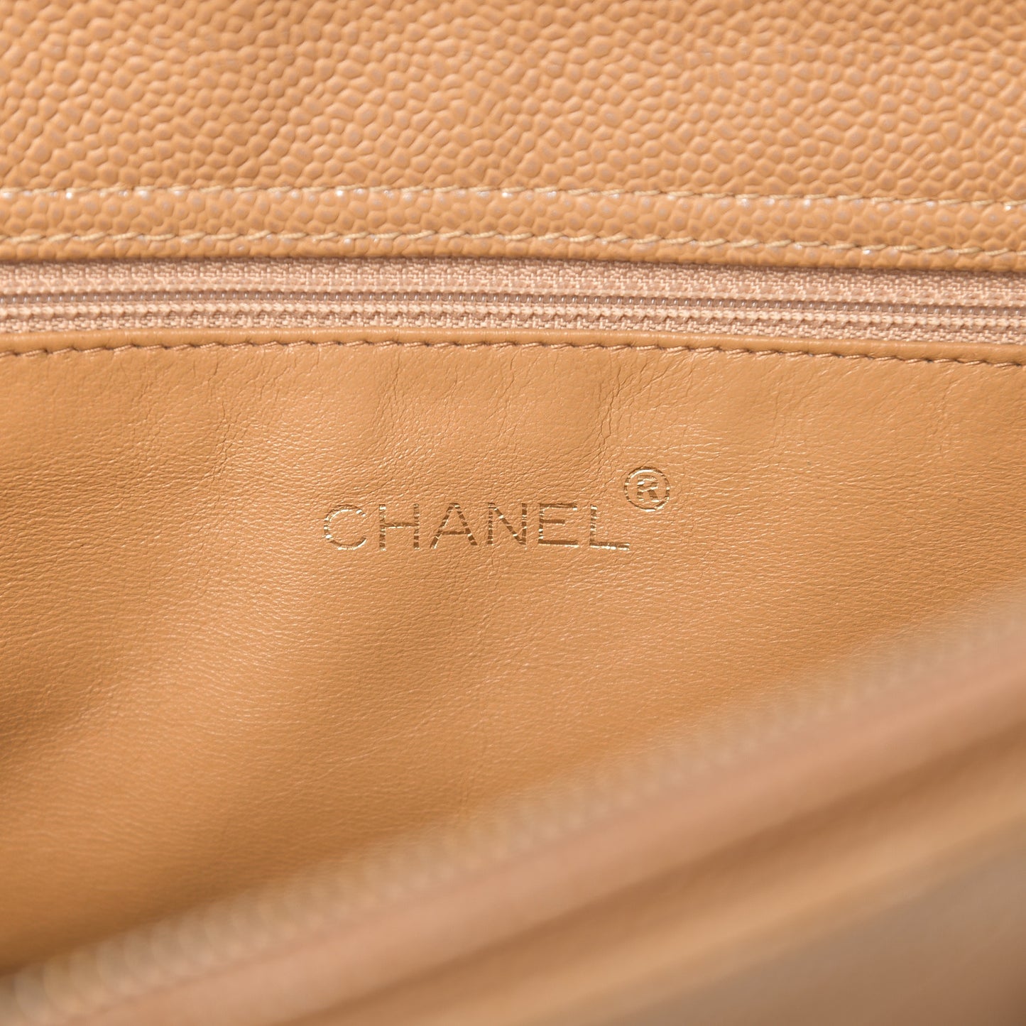 Metallic Caviar Quilted Shopping Tote Beige