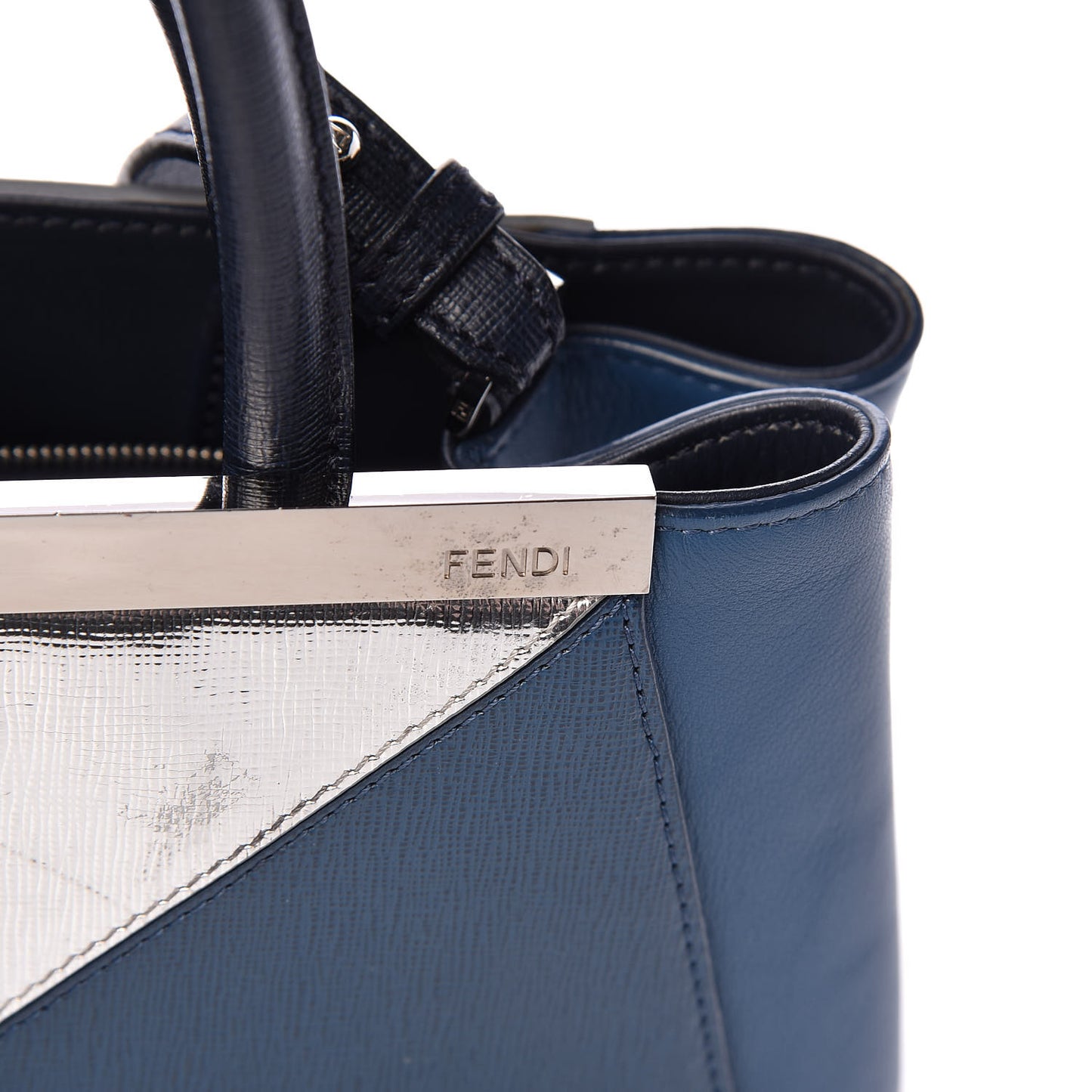 Vitello Elite Calfskin Colorblock Petite 2Jours Tote Blue Multicolor