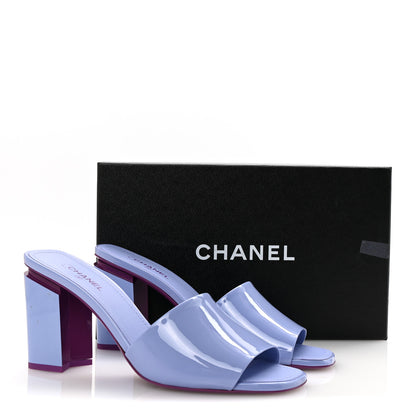 Chanel Patent Calfskin CC Mules 40 Light Purple Dark Purple 10 of 10