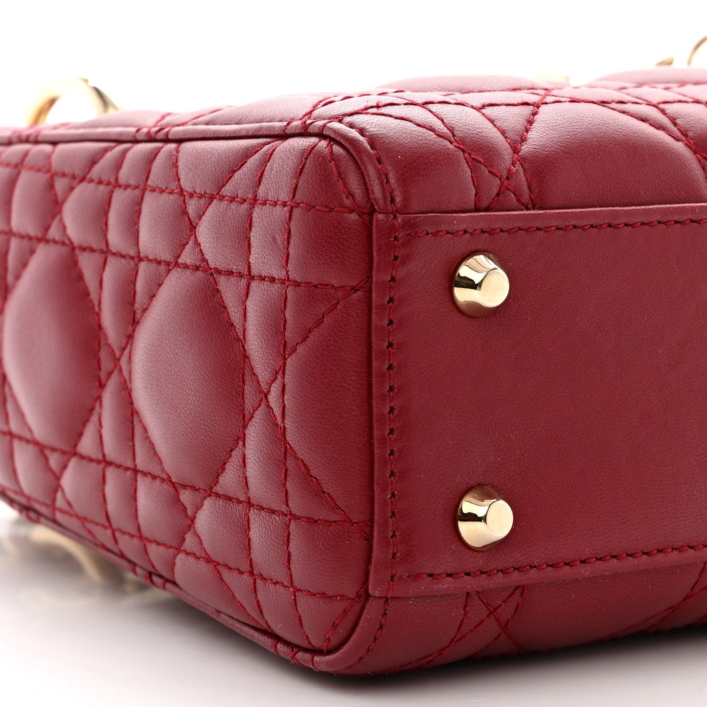 Lambskin Cannage Mini Lady Dior Burgundy