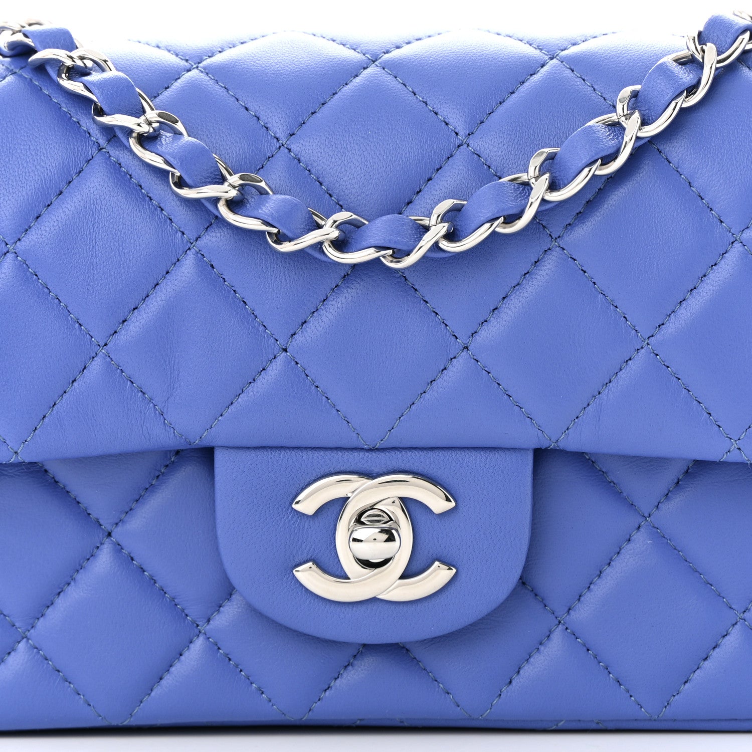 Chanel Lambskin Quilted Mini Rectangular Flap Light Blue 8 of 12