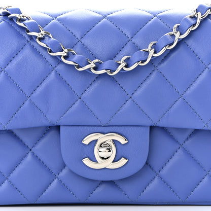 Chanel Lambskin Quilted Mini Rectangular Flap Light Blue 8 of 12