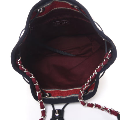 Chanel Striped Canvas Deauville Drawstring Bag Beige 5 of 9