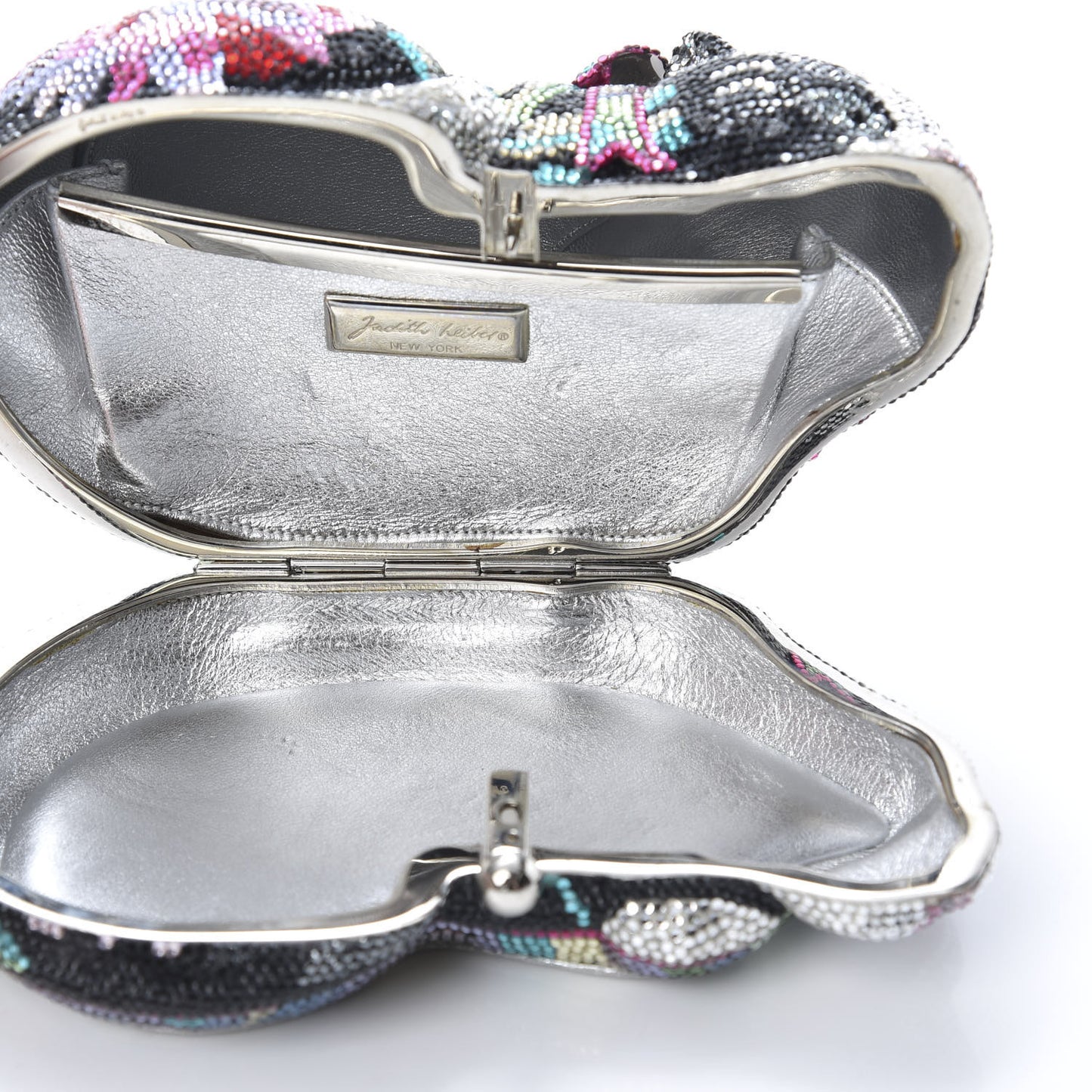 Swarovski Crystal Sleeping Cat Minaudiere Clutch Black Multicolor