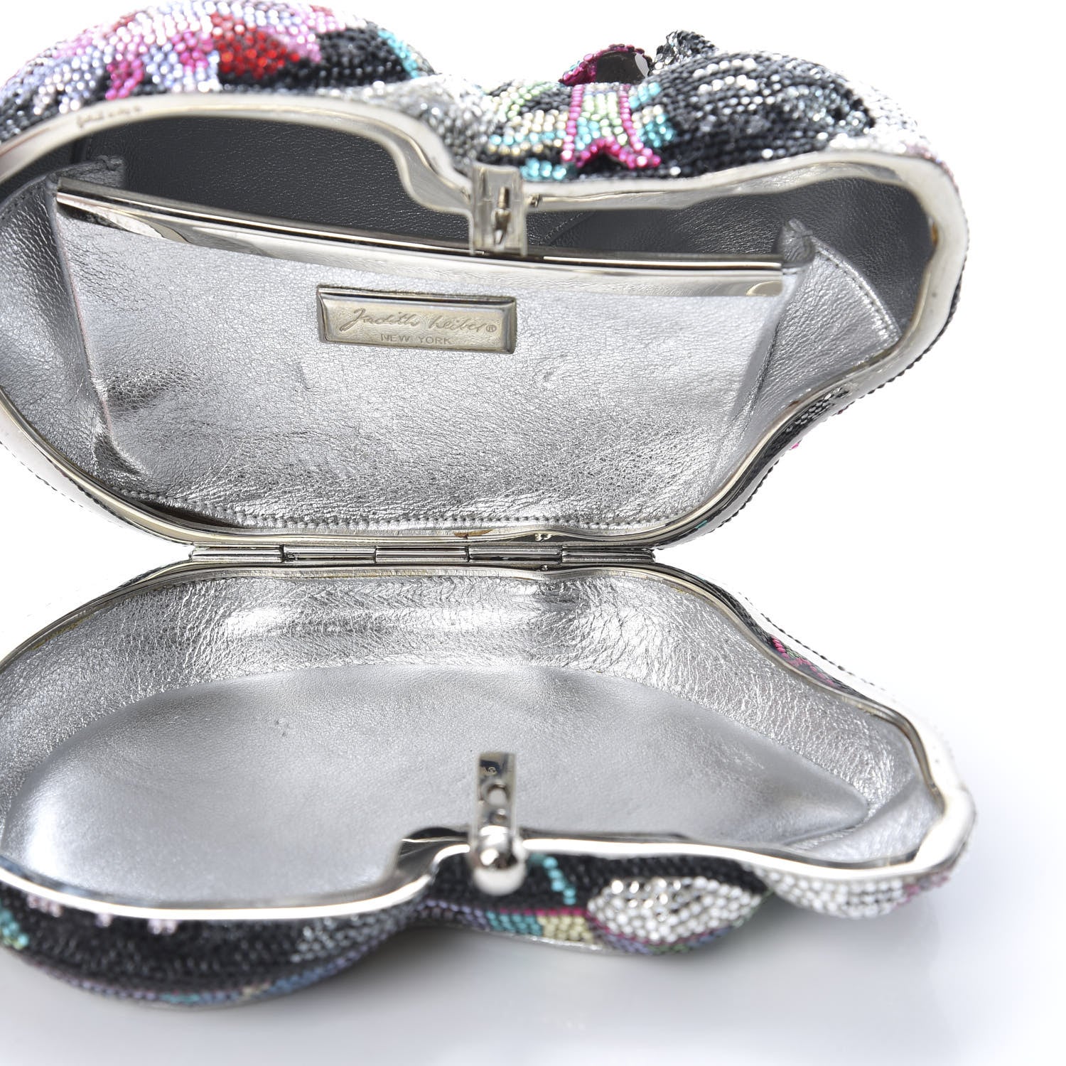 Judith Leiber Swarovski Crystal Sleeping Cat Minaudiere Clutch Black Multicolor 6 of 9