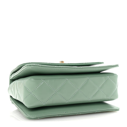 Chanel Shiny Calfskin Quilted Mini Metal Top Handle Flap Light Green 4 of 10