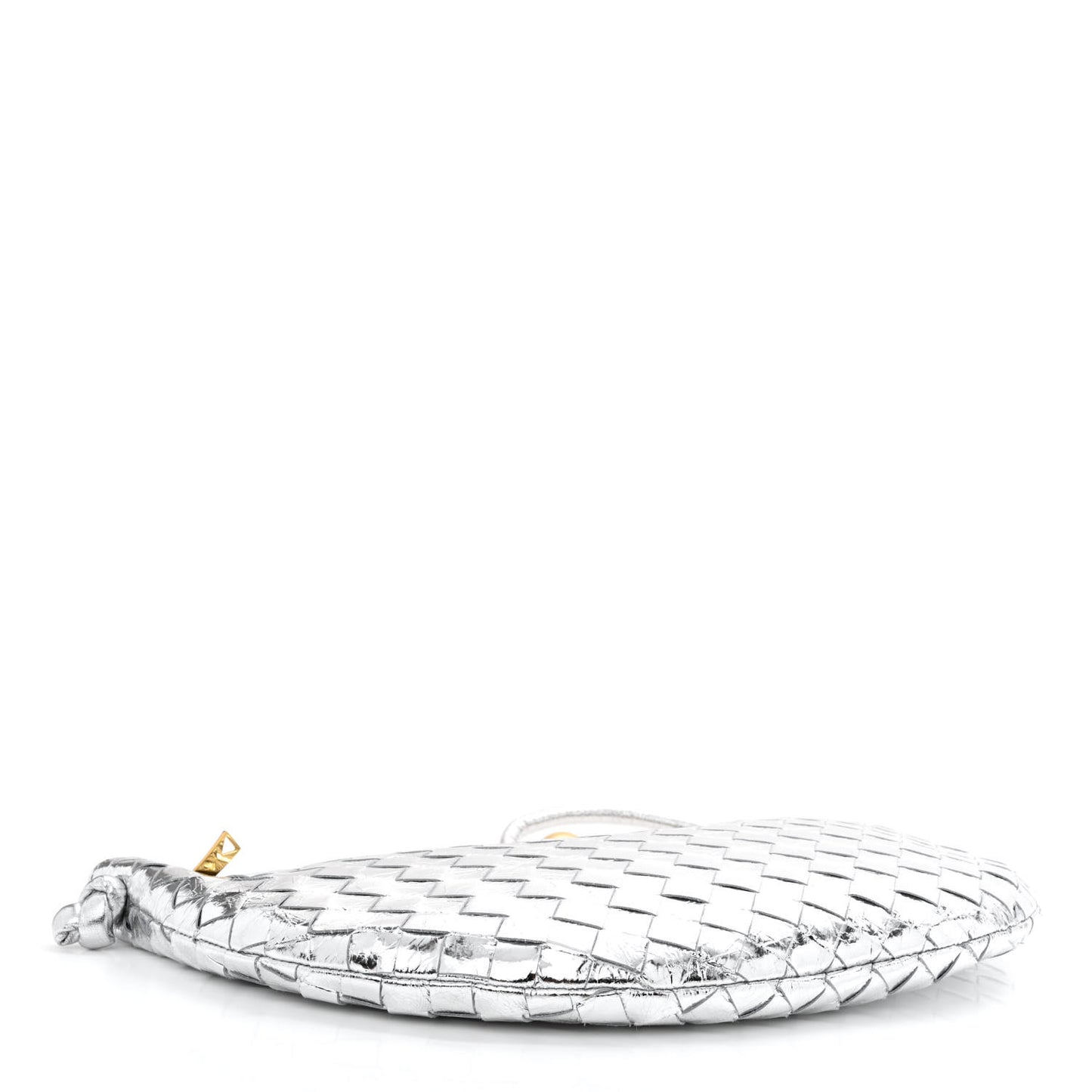 Metallic Nappa Intrecciato Medium Turn Pouch Silver