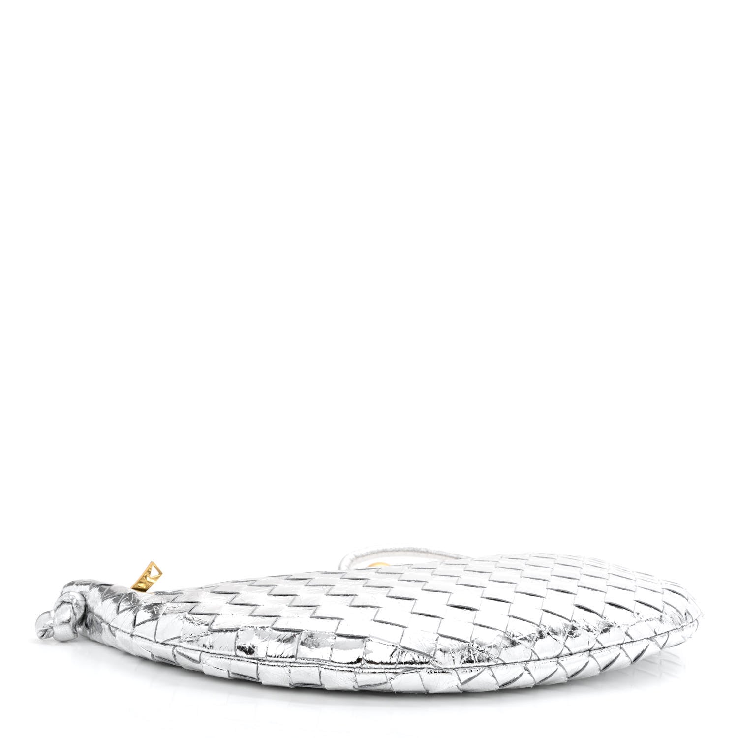 Bottega Veneta Metallic Nappa Intrecciato Medium Turn Pouch Silver 4 of 10