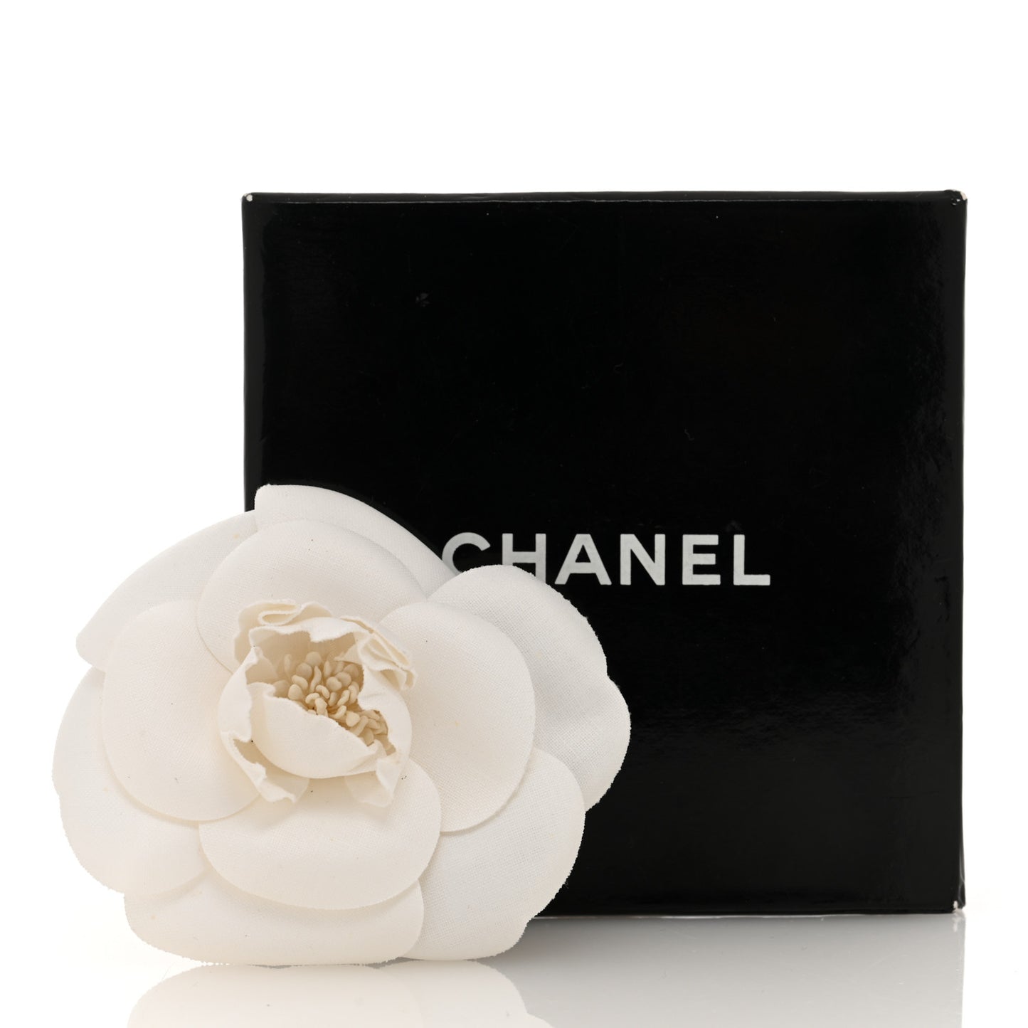 Silk Taffeta Camellia Brooch Pin White