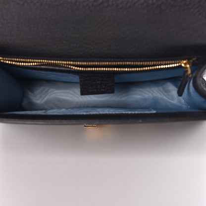 Gucci Textured Calfskin Bee Star Print Small Sylvie Shoulder Bag Black 7 of 10