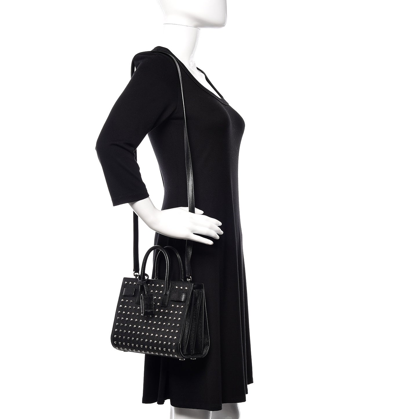 Calfskin Studded Nano Sac De Jour Black