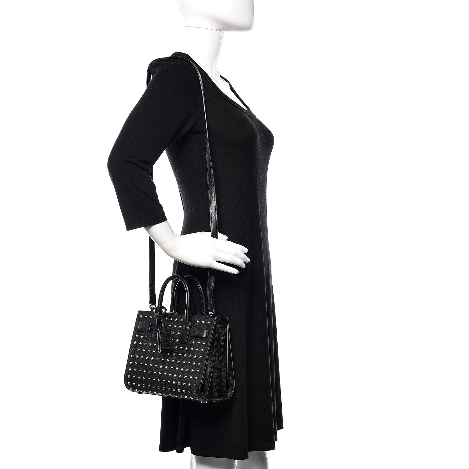 Saint Laurent Calfskin Studded Nano Sac De Jour Black 2 of 11