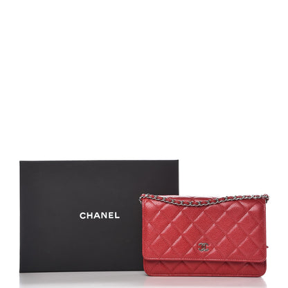 Chanel Caviar Quilted Wallet on Chain WOC Red 9 of 9