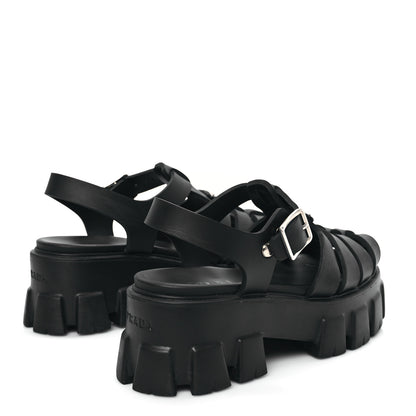 Prada Foam Rubber Triangle Logo Monolith 55mm Cage Sandals 37 Black 4 of 7