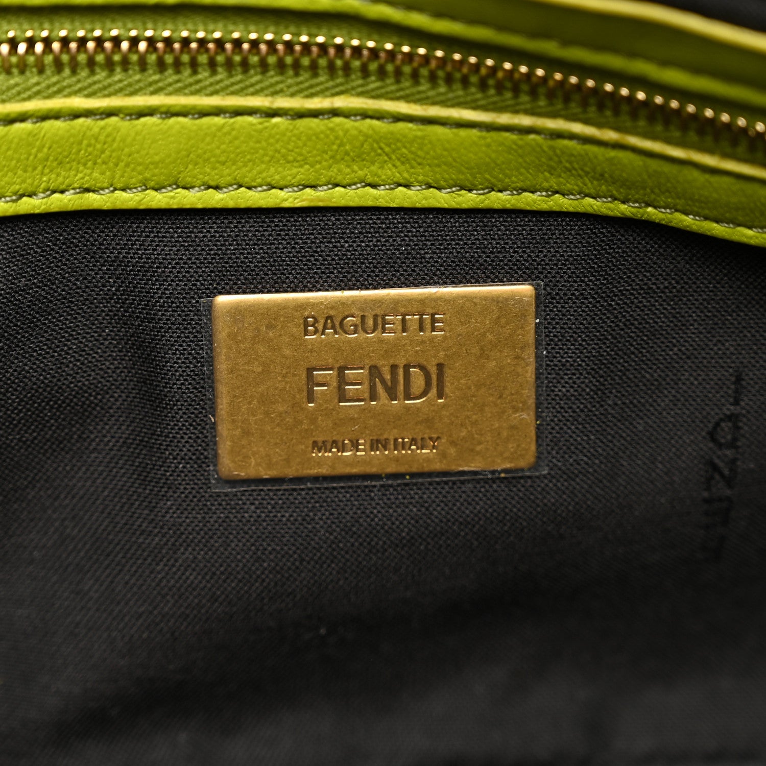 Fendi Nappa FF 1974 Embossed Baguette Wasabi 7 of 9