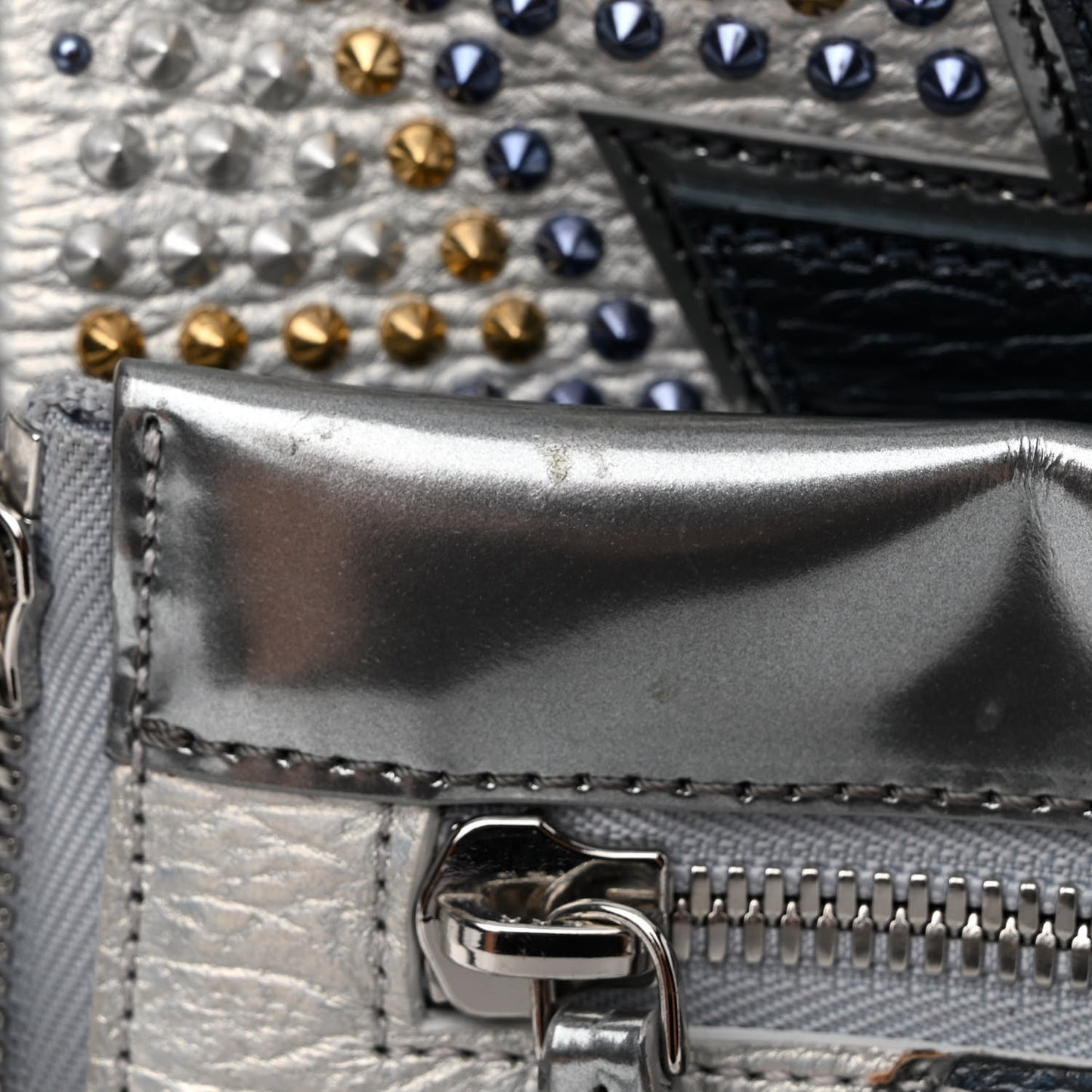 Visetos Medium Studded Stark Cyber Flash Backpack Silver