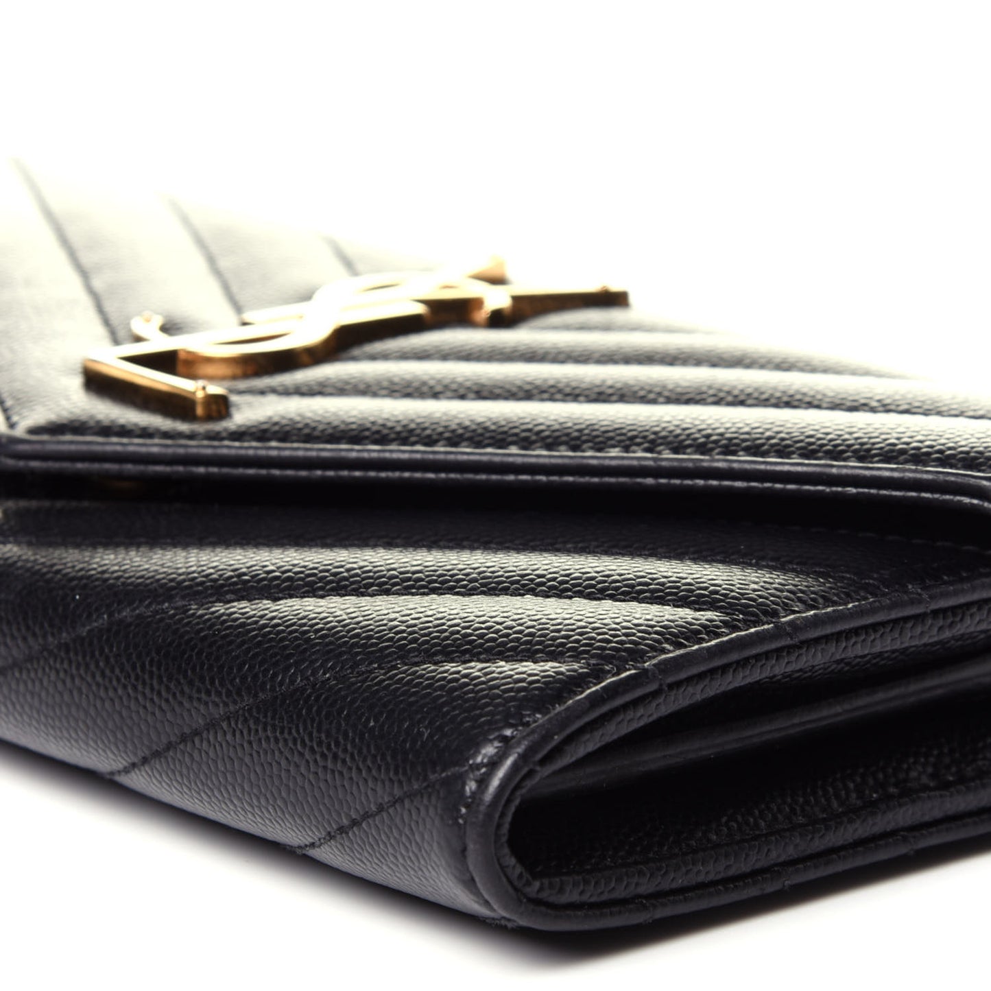 Grain De Poudre Matelasse Chevron Monogram Flap Wallet Black