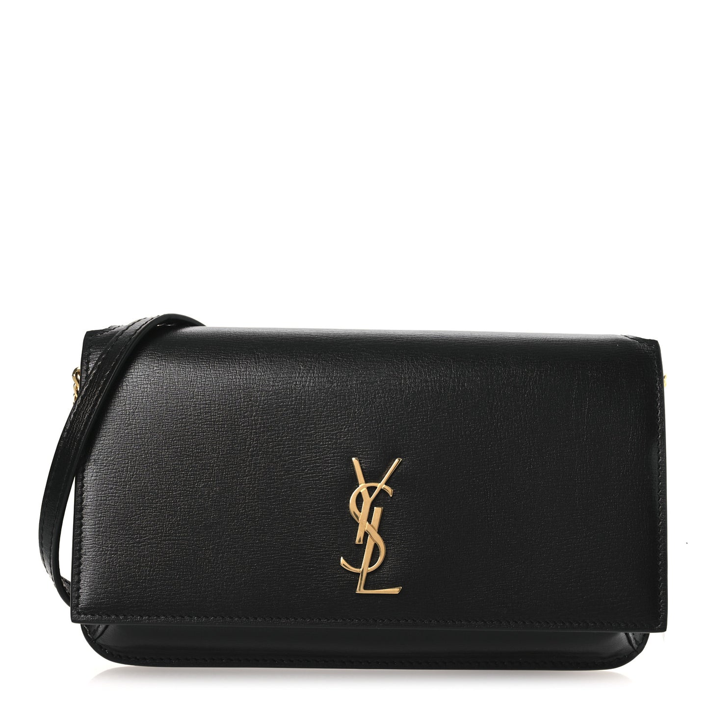 Smooth Calfskin Monogram Phone Holder Crossbody  Black
