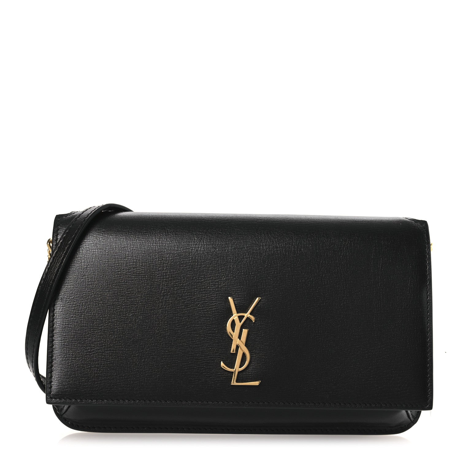 Saint Laurent Smooth Calfskin Monogram Phone Holder Crossbody  Black 1 of 10