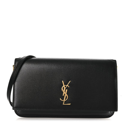 Saint Laurent Smooth Calfskin Monogram Phone Holder Crossbody  Black 1 of 10