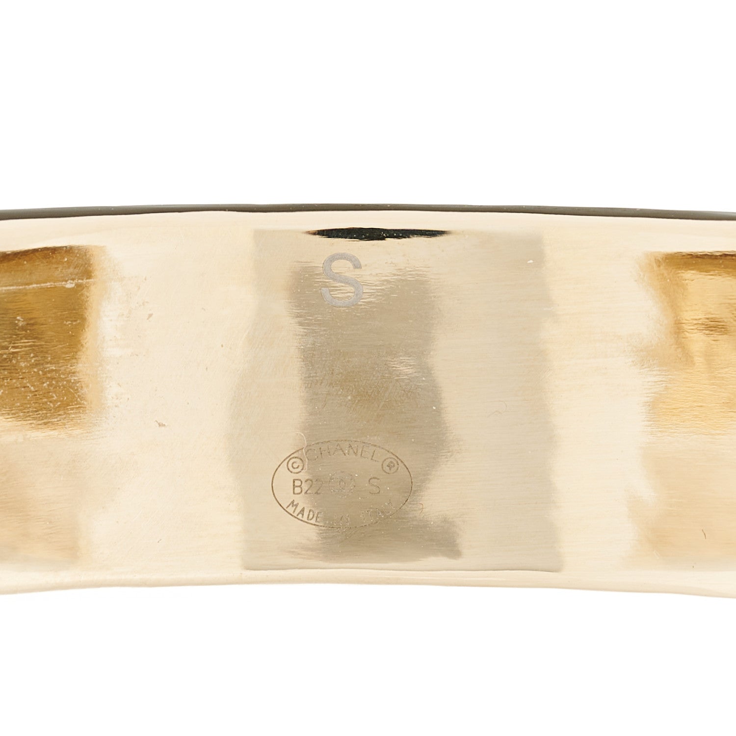 Chanel Metal Enamel Chanel Logo Cuff Bracelet S Black 3 of 4