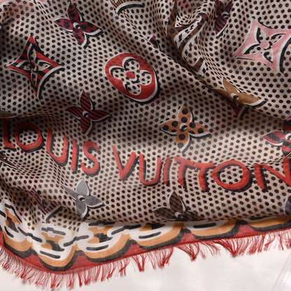 Louis Vuitton Silk Giant Pop Monogram Stole Beige 6 of 6