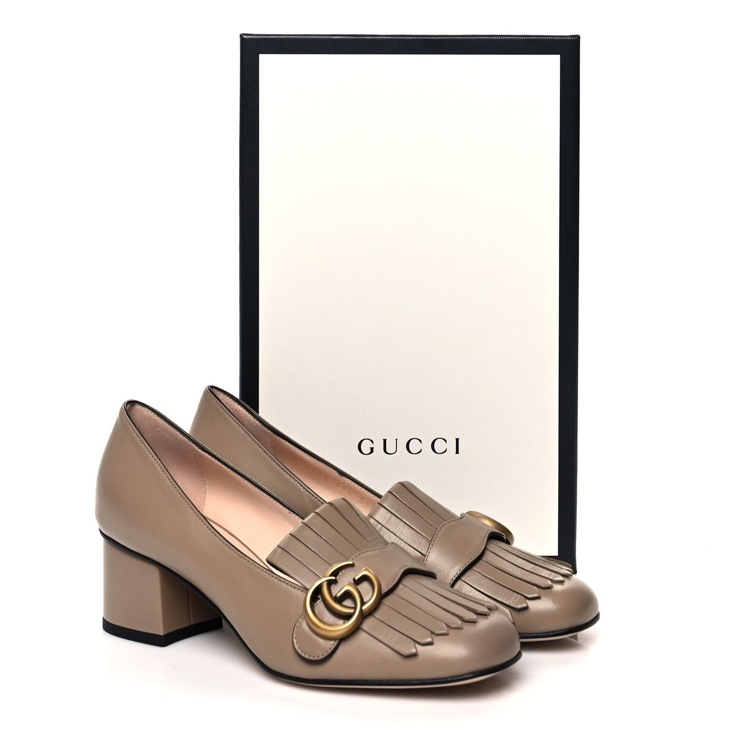 Malaga Kid GG Marmont Fringe 50mm Loafer Pumps 37.5 Porcelain Rose