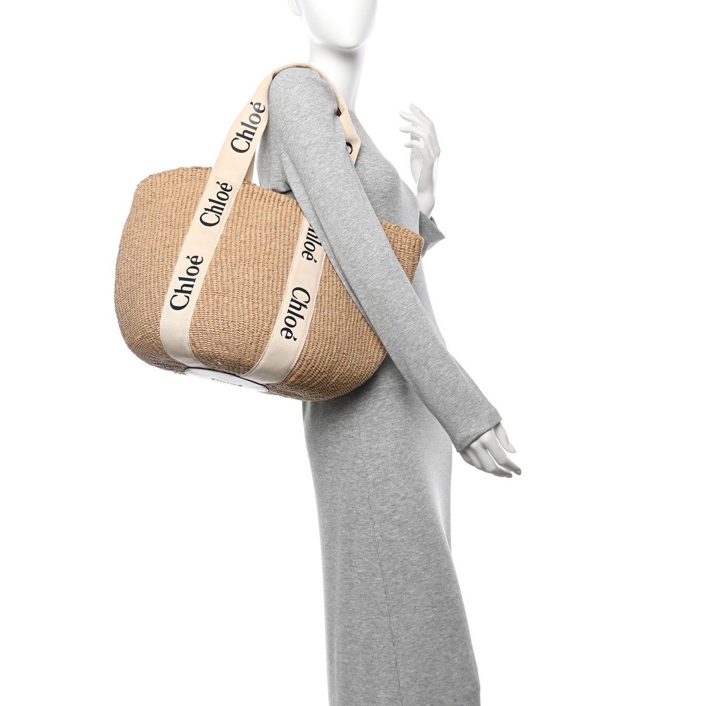 Raffia Large Woody Tote White