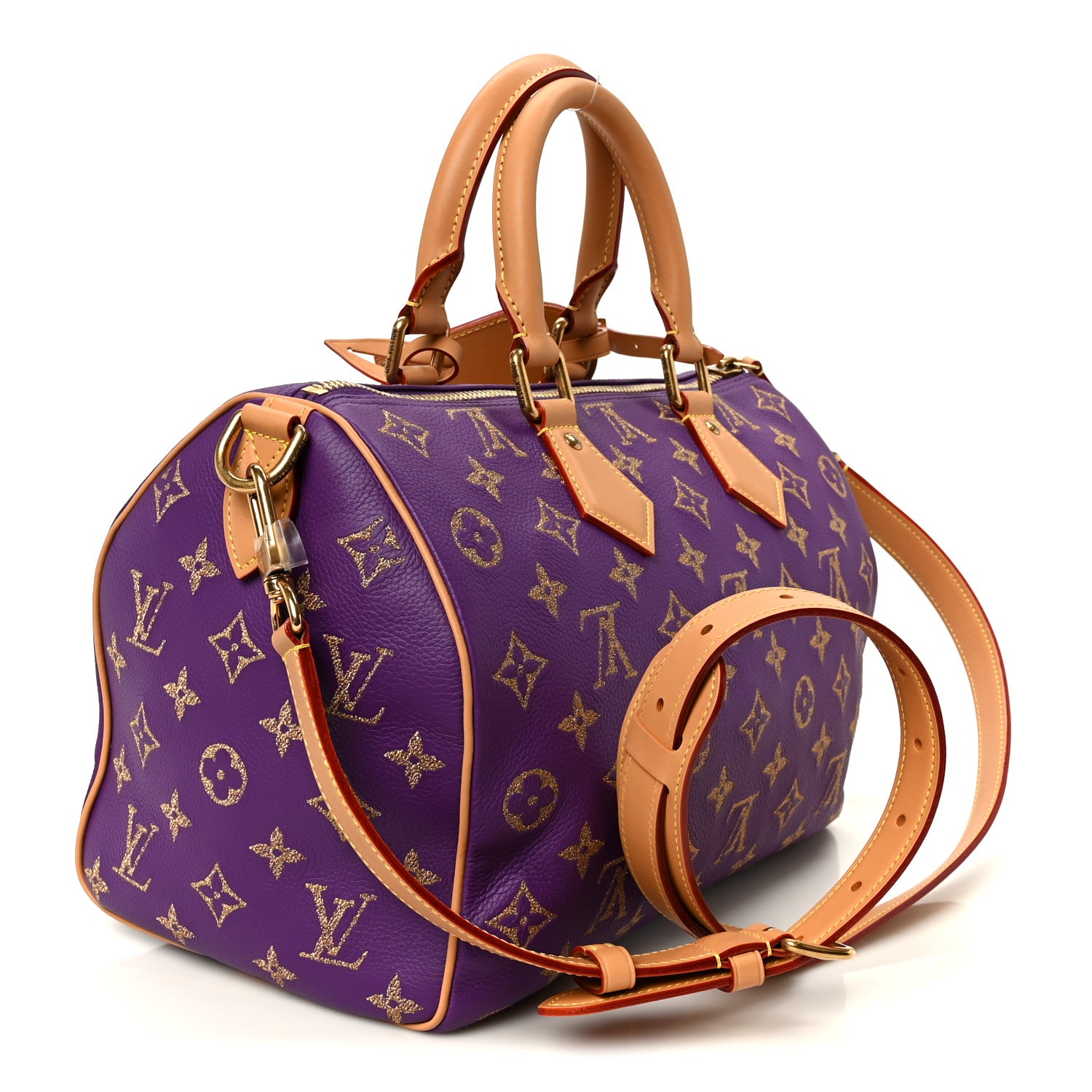 Louis Vuitton Calfskin Embroidered Monogram Speedy P9 Bandouliere 30 Golden Lotus Purple 5 of 17