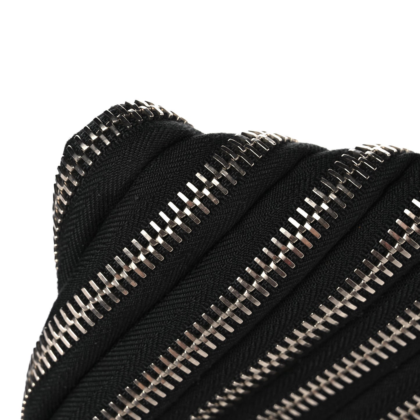 Metal Nylon Zipper Clutch Black