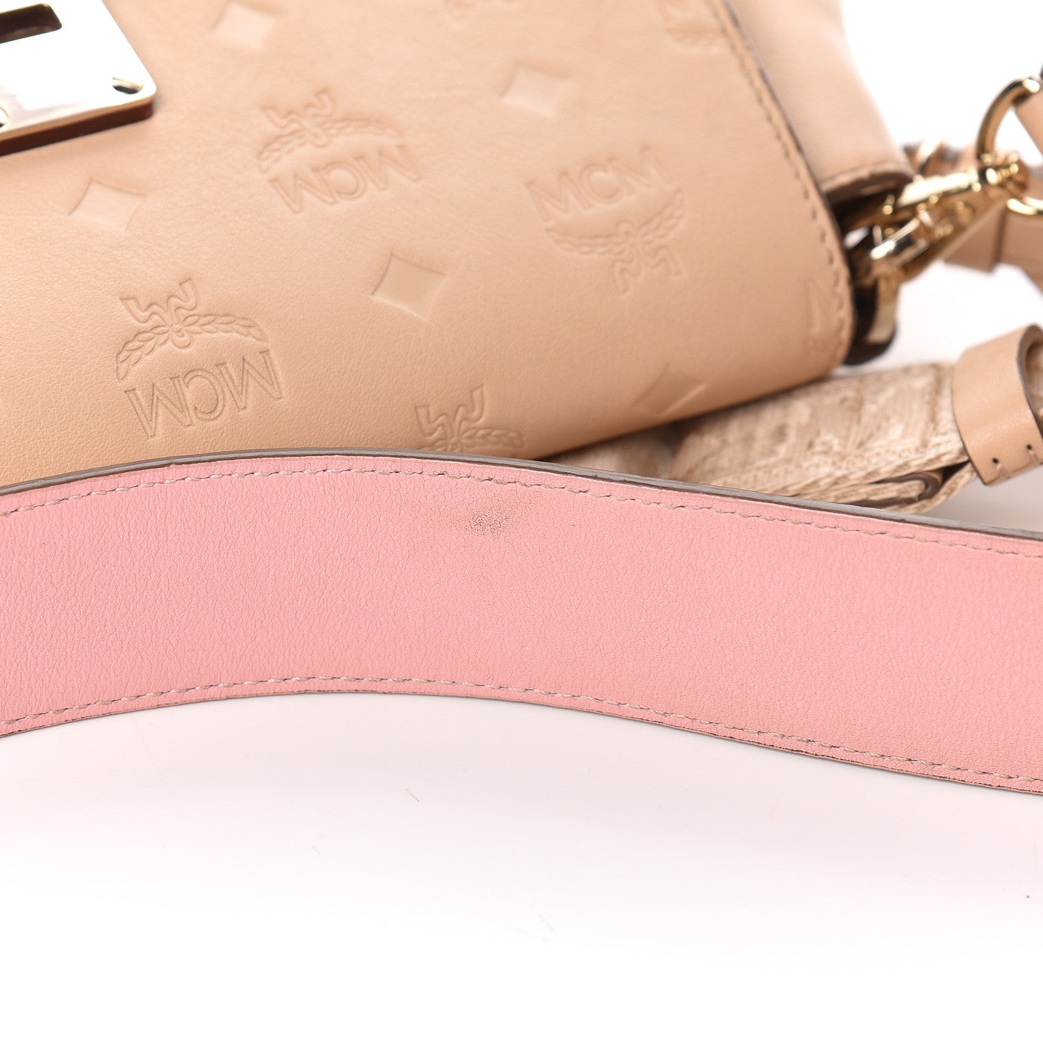 MCM Calfskin Ottomar Monogram Small Original Crossbody Bag New Beige 8 of 16