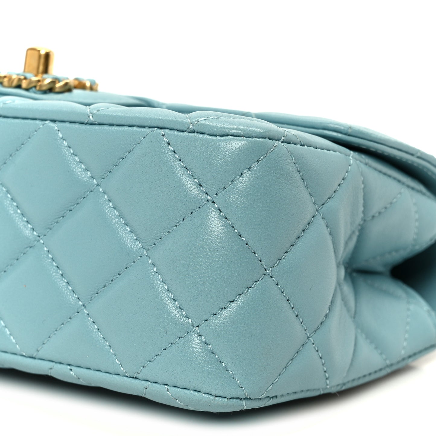 Lambskin Quilted Mini Strass On Top Flap Blue