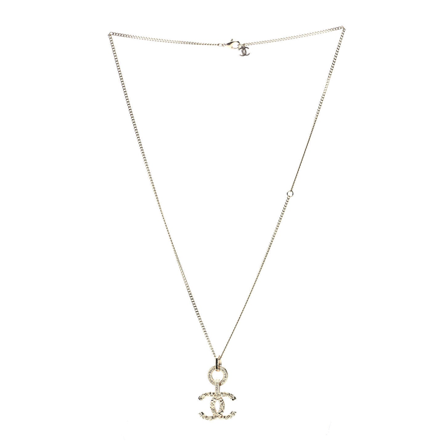 Crystal CC Logo Pendant Necklace Gold