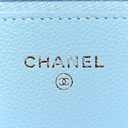 Chanel Caviar Quilted Wallet on Chain WOC Light Blue 6 of 13