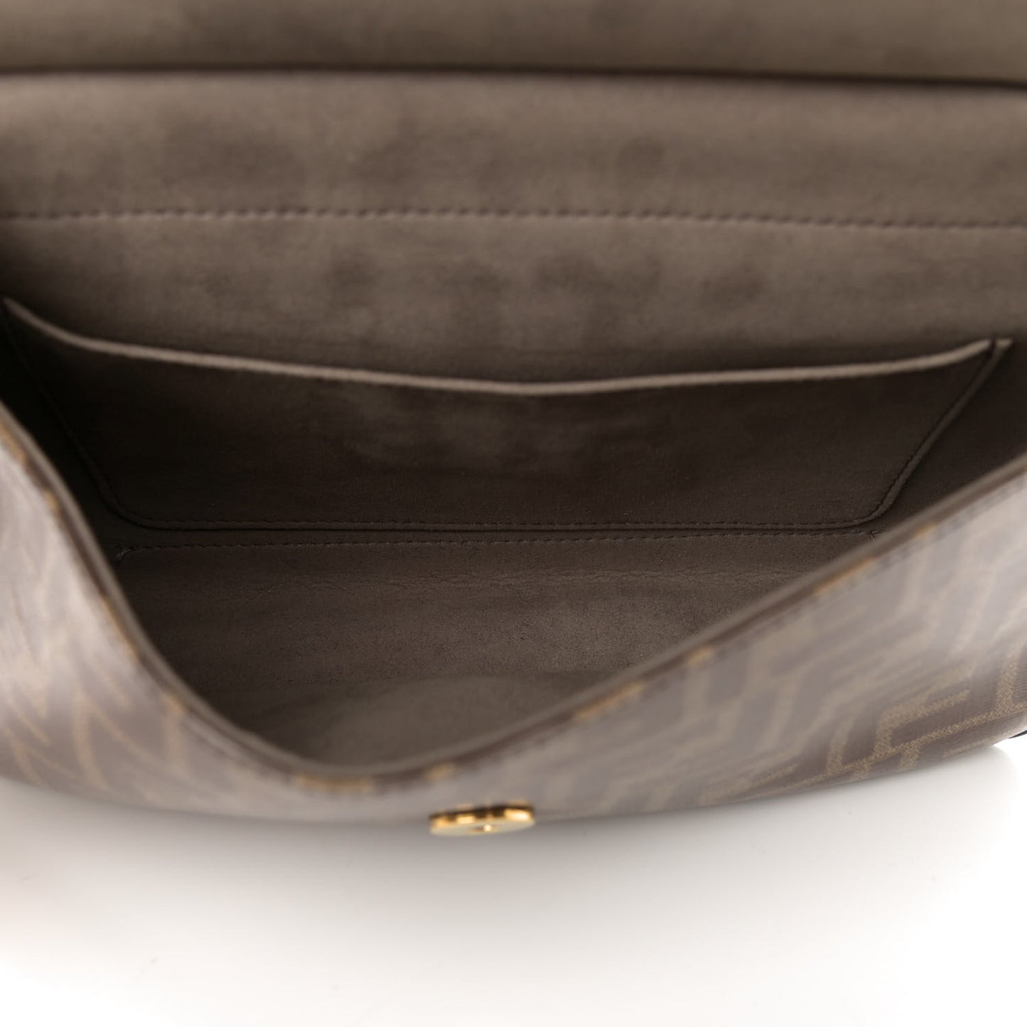 Vitello Grace Glazed Fabric FF 1974 Double F Shoulder Bag Black Mogano Panna