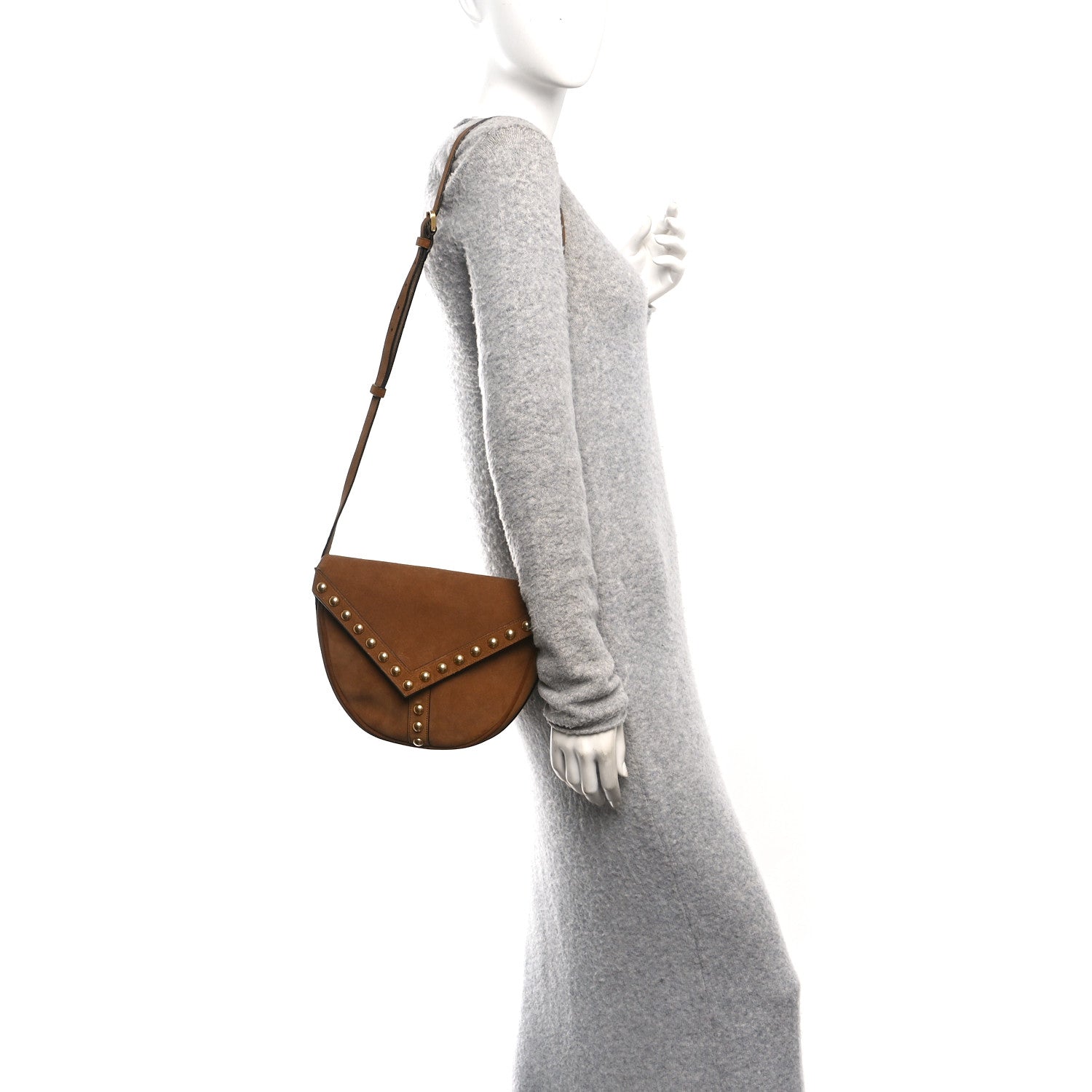 Saint Laurent Suede Y Studs Satchel Brown 2 of 10