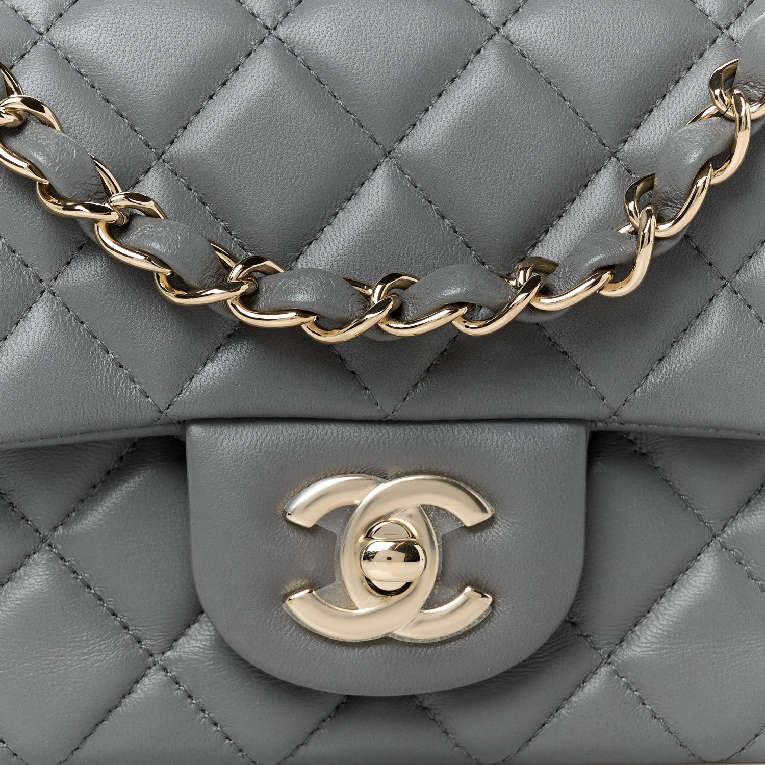 Chanel Lambskin Quilted Mini Rectangular Flap Dark Grey 1741329