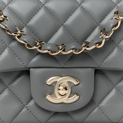 Chanel Lambskin Quilted Mini Rectangular Flap Dark Grey 9 of 12