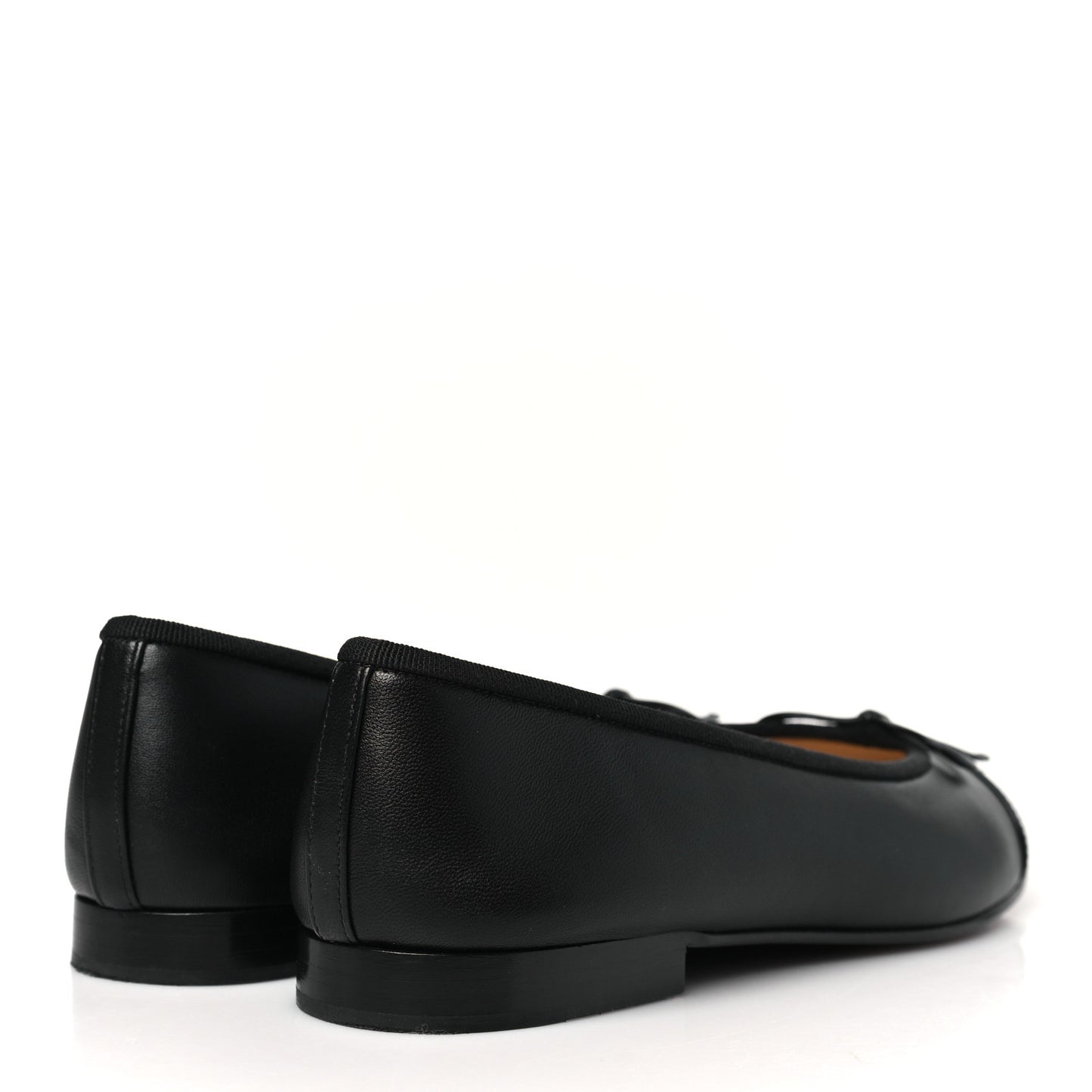 Lambskin Patent CC Cap Toe Ballerina Flats 36 Black