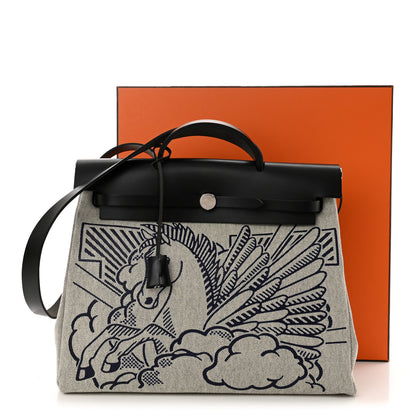 Hermes Vache Hunter Toile H Pegase Pop Herbag Zip Retourne 39 MM Bleu Indigo Ecru Black 12 of 12