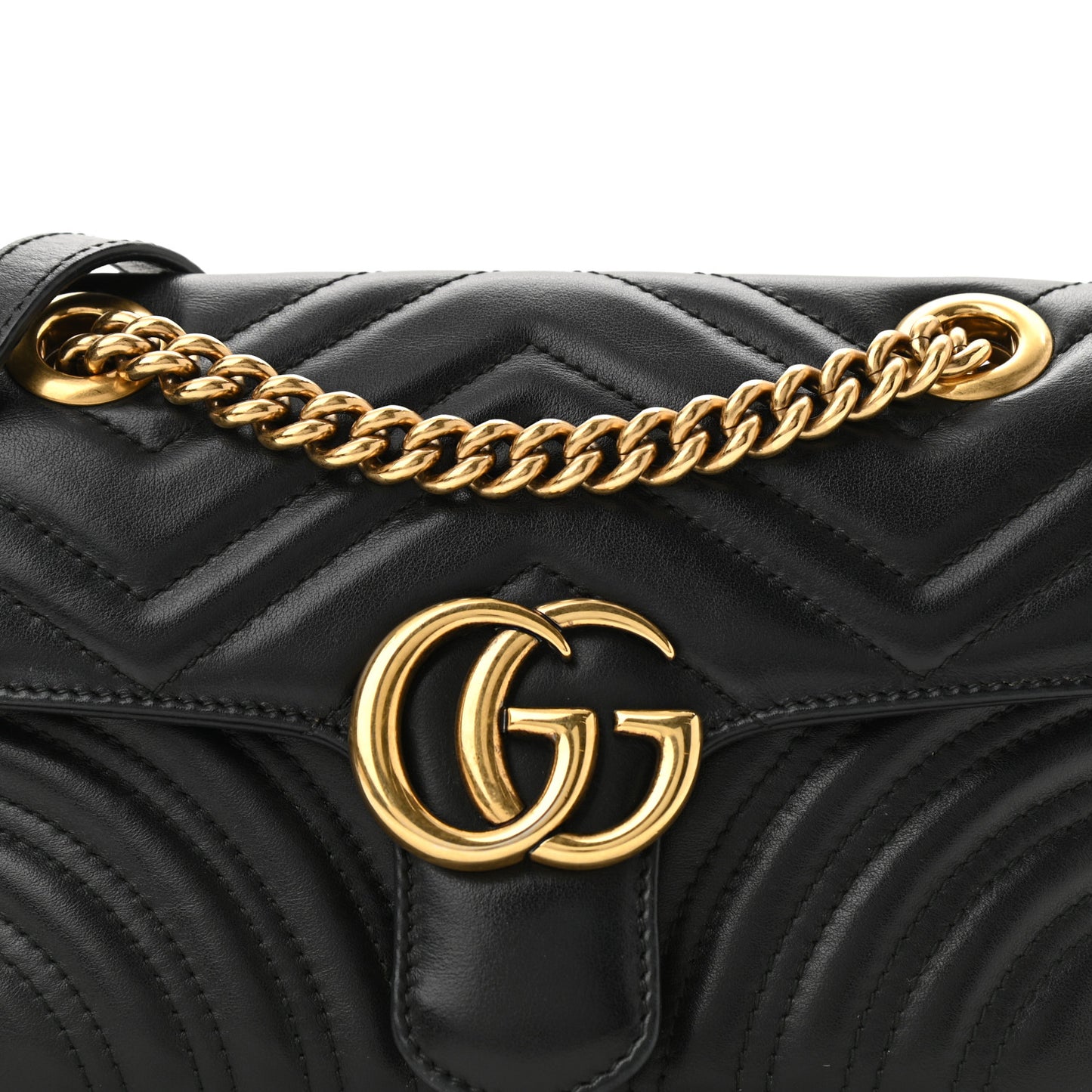 Calfskin Matelasse Mini GG Marmont Shoulder Bag Black