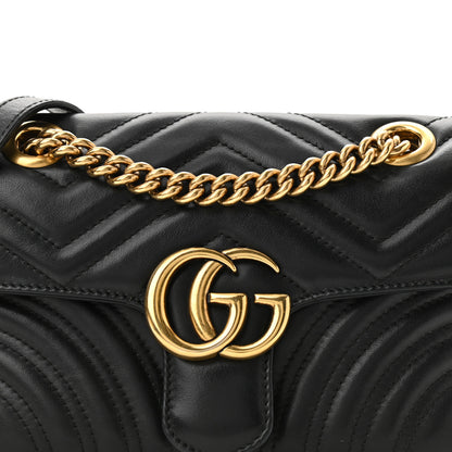 Gucci Calfskin Matelasse Mini GG Marmont Shoulder Bag Black 8 of 11