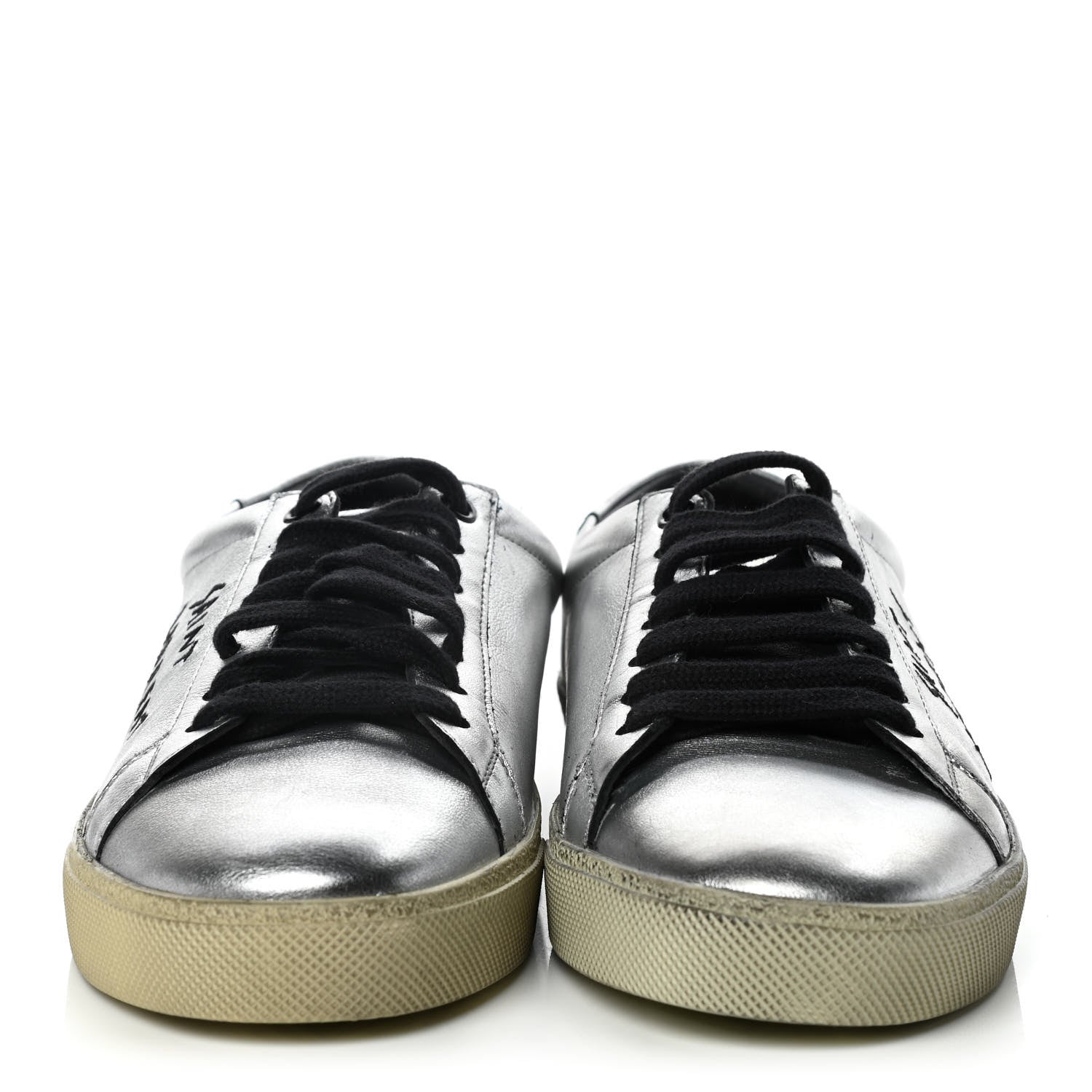 Saint Laurent Metallic Calfskin Womens Court Classic Sneakers 39.5 Silver 2 of 9