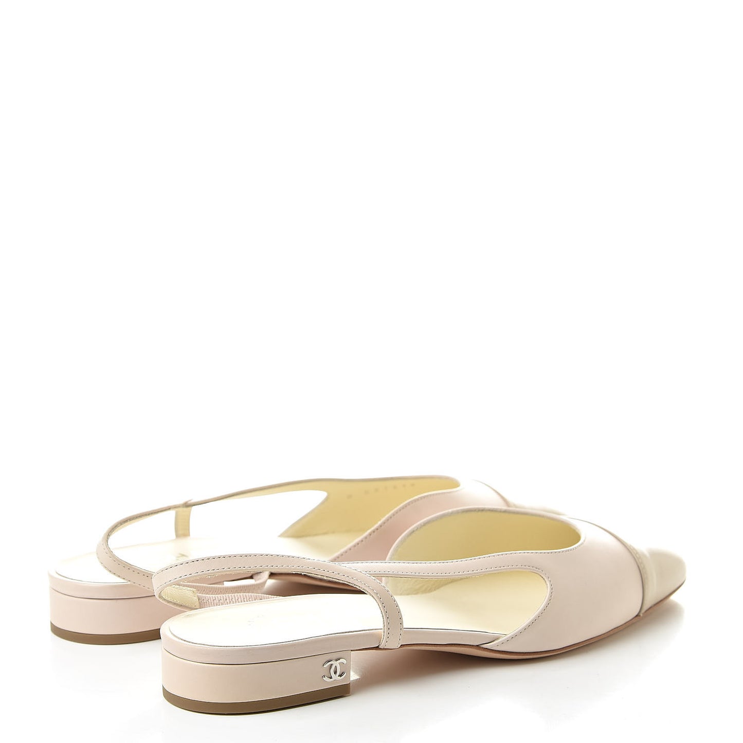 Lambskin Cap Toe CC Slingback Sandals 38 Ivory
