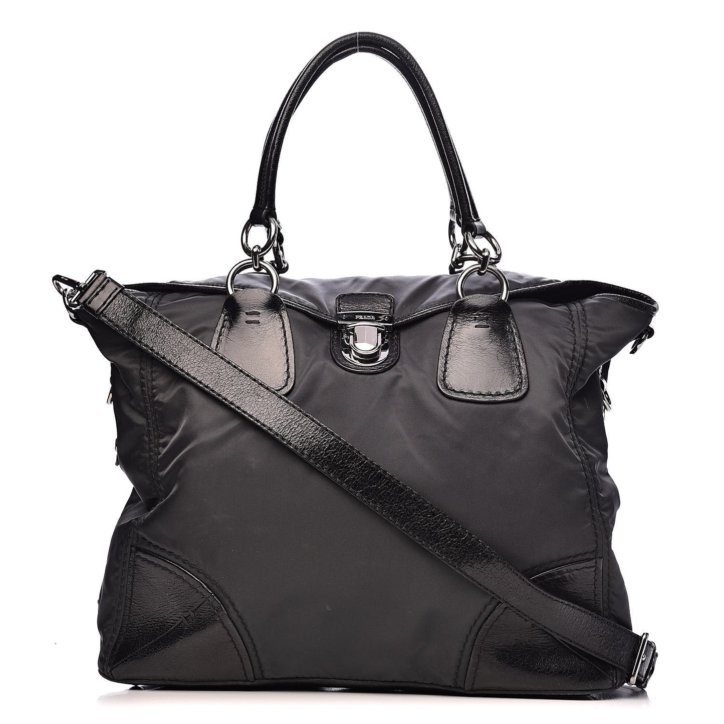 Tessuto Nylon Vitello Shopping Tote Antracite