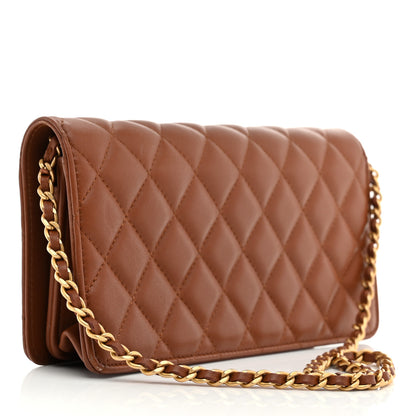 Chanel Lambskin Quilted Clutch With Chain Brown 3 of 12